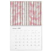 Calendrier arrière - plan rayé rose et blanc (Jan 2027)