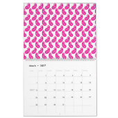 Calendrier arrière - plan rose et blanc avec motif (Mar 2027)