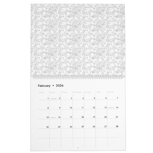 Calendrier Arrière - plan texturé blanc avec subtil, tissé, (Feb 2026)