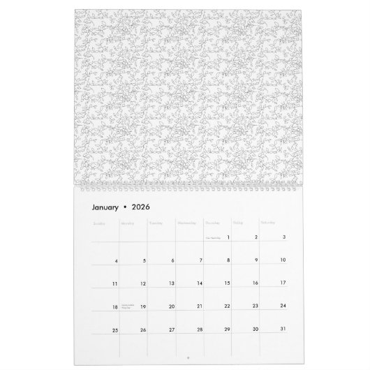 Calendrier Arrière - plan texturé blanc avec subtil, tissé, (Jan 2026)