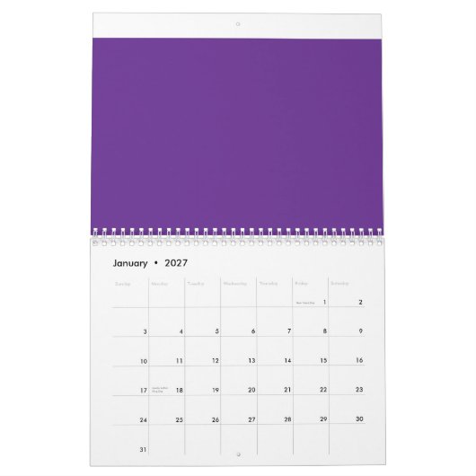 Calendrier arrière - plan violet avec bordure blanche (Jan 2027)