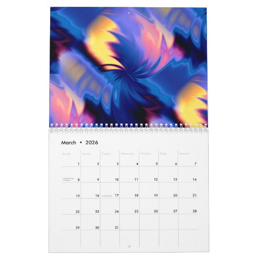 Calendrier Art Abstrait Cool en cours d'exécution (Mar 2026)