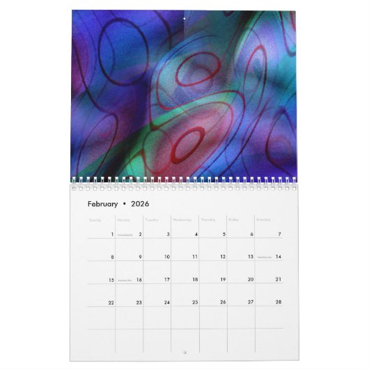 Calendrier Art Abstrait Cool en cours d'exécution (Feb 2026)