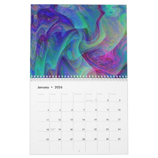 Calendrier Art Abstrait Cool en cours d'exécution (Jan 2026)