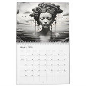 Calendrier Art abstrait noir et blanc (Mar 2026)