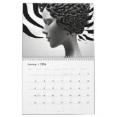 Calendrier Art abstrait noir et blanc (Jan 2026)