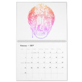 Calendrier Art Abstrait Noir et Blanc Revêtu de couleur (Feb 2027)