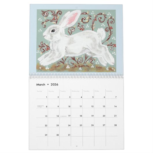 Calendrier Art Bunny Lapin Chaque année Tuzi Willi (Mar 2026)
