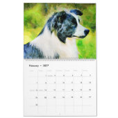 Calendrier Art d'aquarelle de 12 de mois de border collie (Feb 2027)