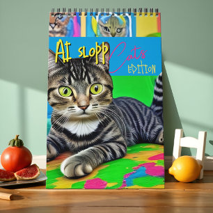 Calendrier Art de chat laid sauvagement bizarre AI Slop surré