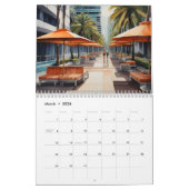Calendrier Art de Miami aquarelle (Mar 2026)