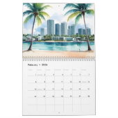 Calendrier Art de Miami aquarelle (Feb 2026)