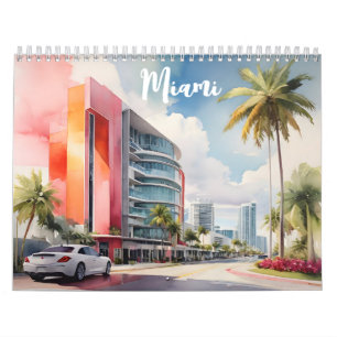 Calendrier Art de Miami aquarelle