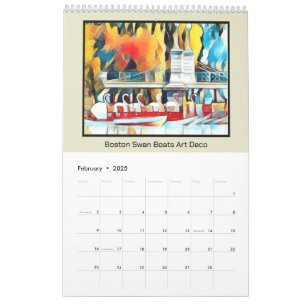 Calendrier Art déco Bateaux à cygne Boston
