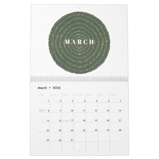 Calendrier Art Déco Élégante Année complète (Mar 2026)
