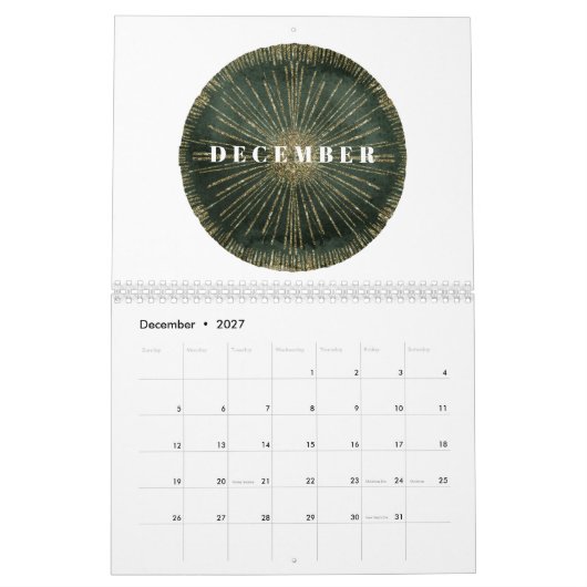 Calendrier Art Déco Élégante Année complète (Dec 2027)