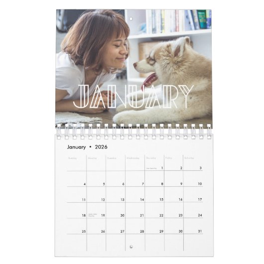 Calendrier Art déco script photo de famille 20233 (Jan 2026)