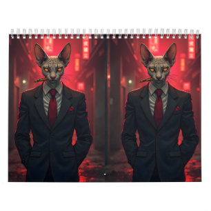 Calendrier Art d'humour de chat Sphynx Conception de citati