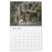 Calendrier Art du 19e siècle avec chevaux (Jan 2026)