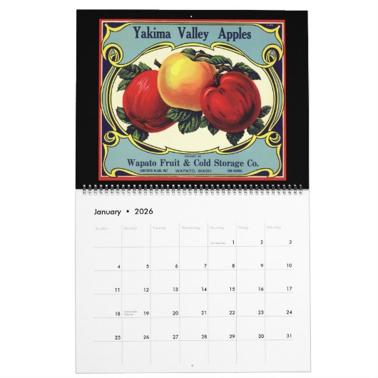 Calendrier Art Étiquette Fruit Crate (Jan 2026)