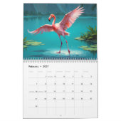 Calendrier Art Flamant rose élégant (Feb 2027)