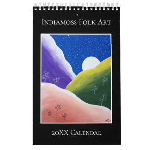 Calendrier Art folklorique coloré Pleine lune unique Indiamos