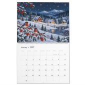 Calendrier Art folklorique saisons faune et flore (Jan 2027)