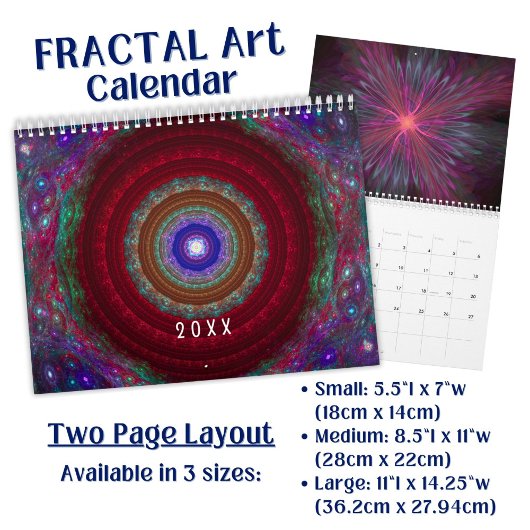 Calendrier Art fractal coloré - long