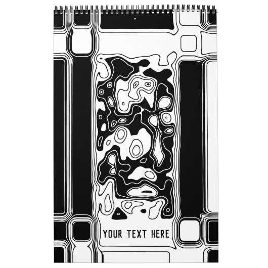 Calendrier Art Géométrique Noir Et Blanc 1 Modèle (Protection)