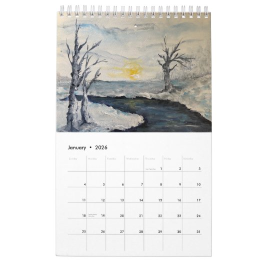 Calendrier Art in Review Page simple - Petit calendrier, (Jan 2026)