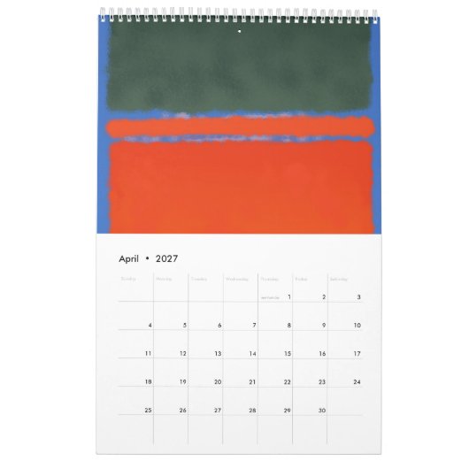 Calendrier Art Mark Rothko dans le style numérique (Apr 2027)
