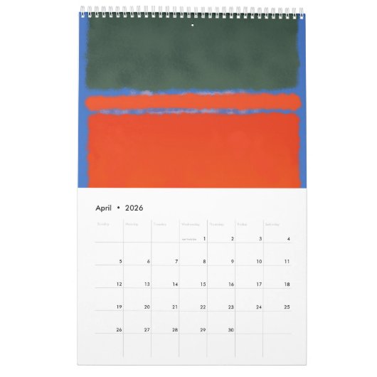 Calendrier Art Mark Rothko dans le style numérique (Apr 2026)