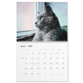 Calendrier Art russe magnifique d'aquarelle de chat bleu de (Mar 2026)