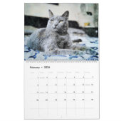 Calendrier Art russe magnifique d'aquarelle de chat bleu de (Feb 2026)