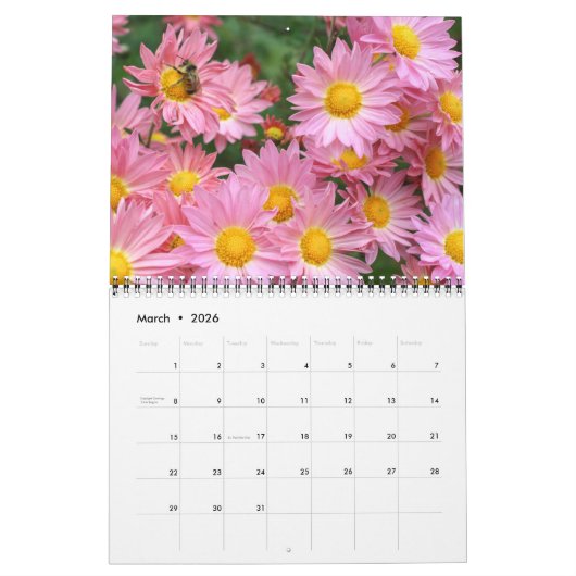 Calendrier Assorted Flowers   (Mar 2026)