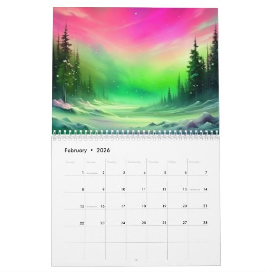 Calendrier Aurora Borealis (Feb 2026)