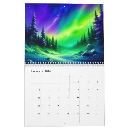 Calendrier Aurora Borealis (Jan 2026)