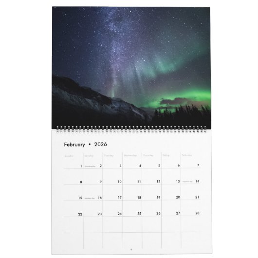 Calendrier Aurora Borealis 2026 (Feb 2026)