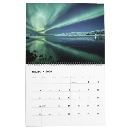 Calendrier Aurora Borealis 2026 (Jan 2026)