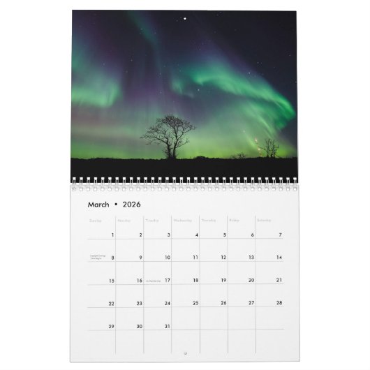 Calendrier Aurora Borealis Pittoresque aurora (Mar 2026)