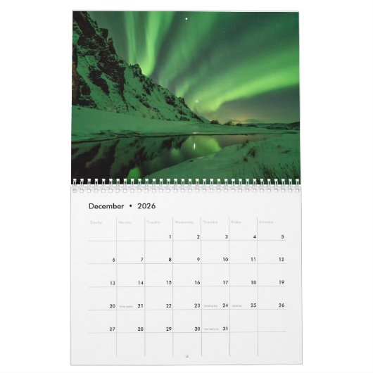 Calendrier Aurora Borealis Pittoresque aurora (Dec 2026)