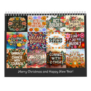 CALENDRIER AUTO-BUT QUOTE CLASSIQUE BOHO THÈME ANNUEL