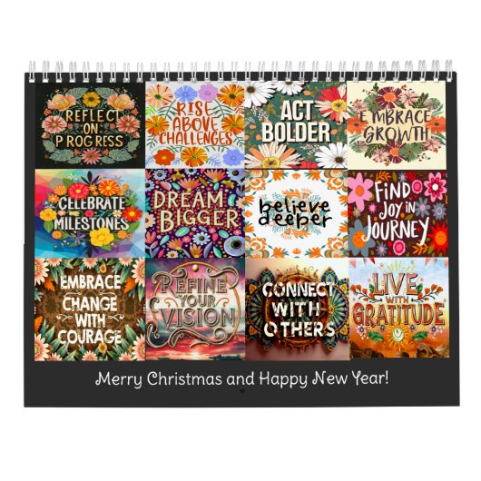 CALENDRIER AUTO-BUT QUOTE CLASSIQUE BOHO THÈME ANNUEL (Dos)