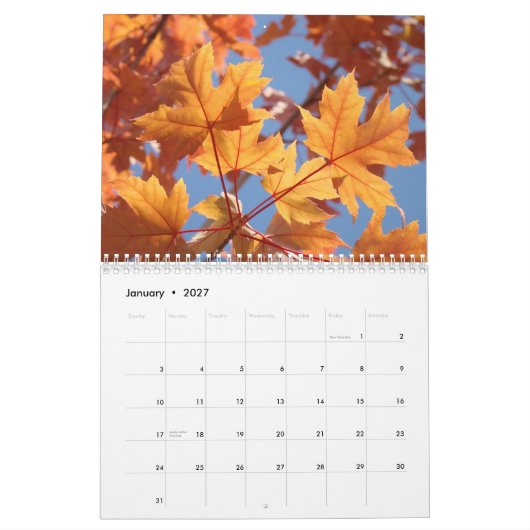 CALENDRIER AUTOMNE Calendriers ART D'automne Feui (Jan 2027)