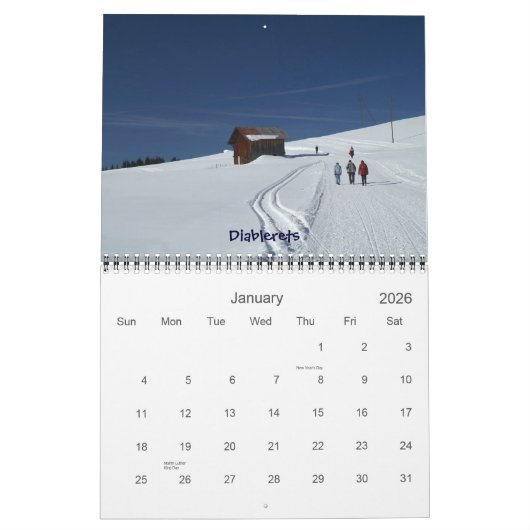 Calendrier Autour de la Suisse en 12 mois (Jan 2026)