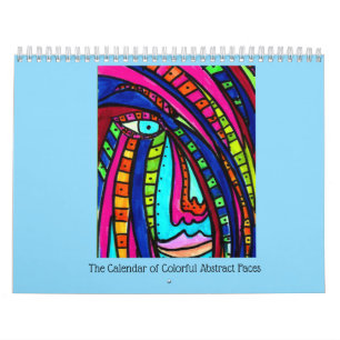 Calendrier aux visages abstraits colorés