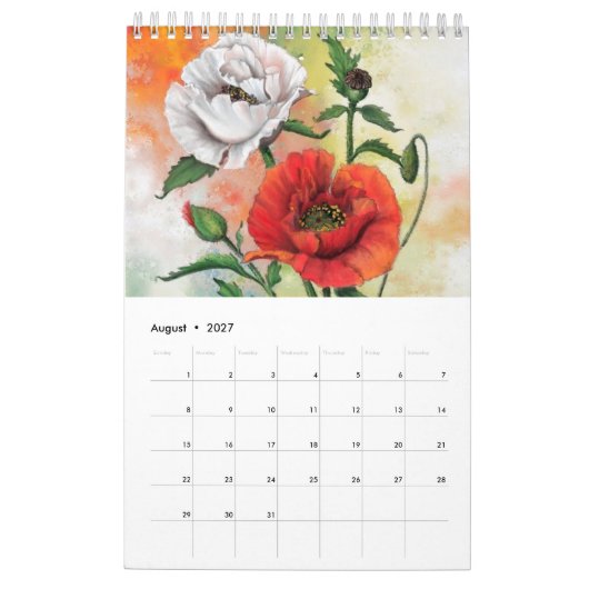 Calendrier avec 12 fleurs les plus belles (Aug 2027)