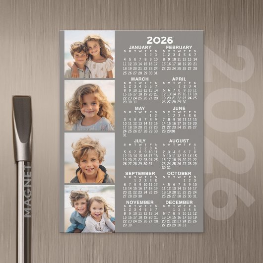 Calendrier avec 4 photo Collage carte magnétique -