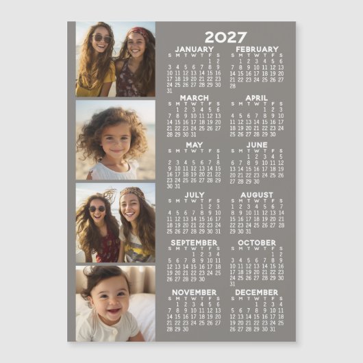 Calendrier avec carte magnétique à collage de 4 ph (Devant)