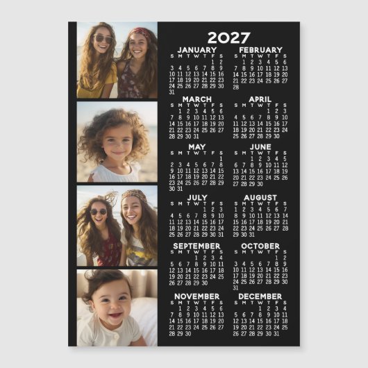 Calendrier avec carte magnétique à collage de 4 ph (Devant)